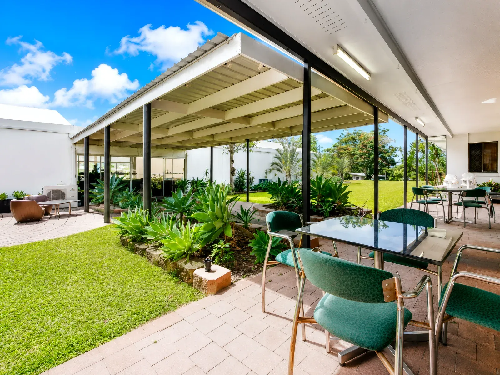 Outdoor courtyard seating